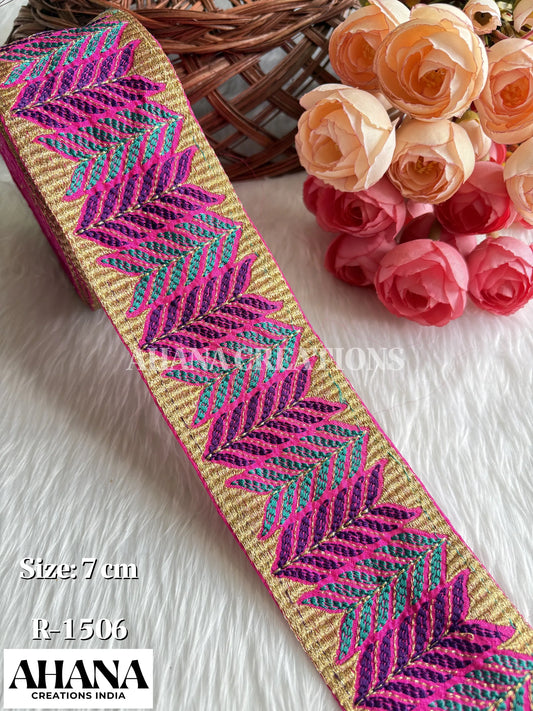 Irya Dupion Zari Lace - Rani base with resham thread work