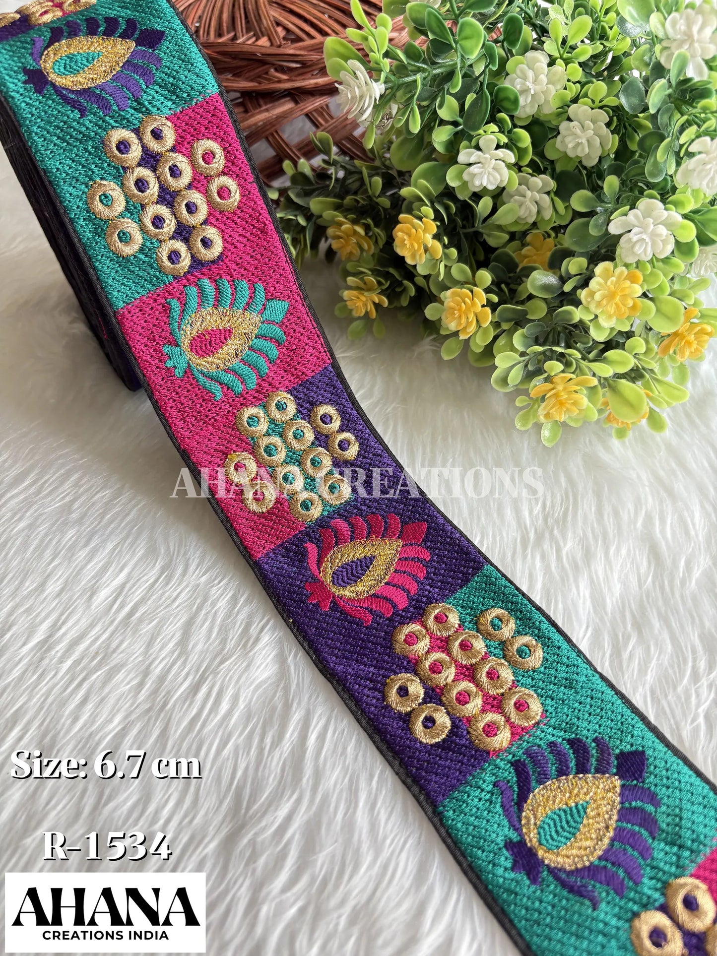 Ziya Fancy Dupion Multicolor Lace - Black base with Firoza-pink zari work