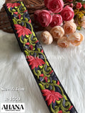 Nysa Dupion Multicolor Lace - Black base with Gazari floral work in color Gazari