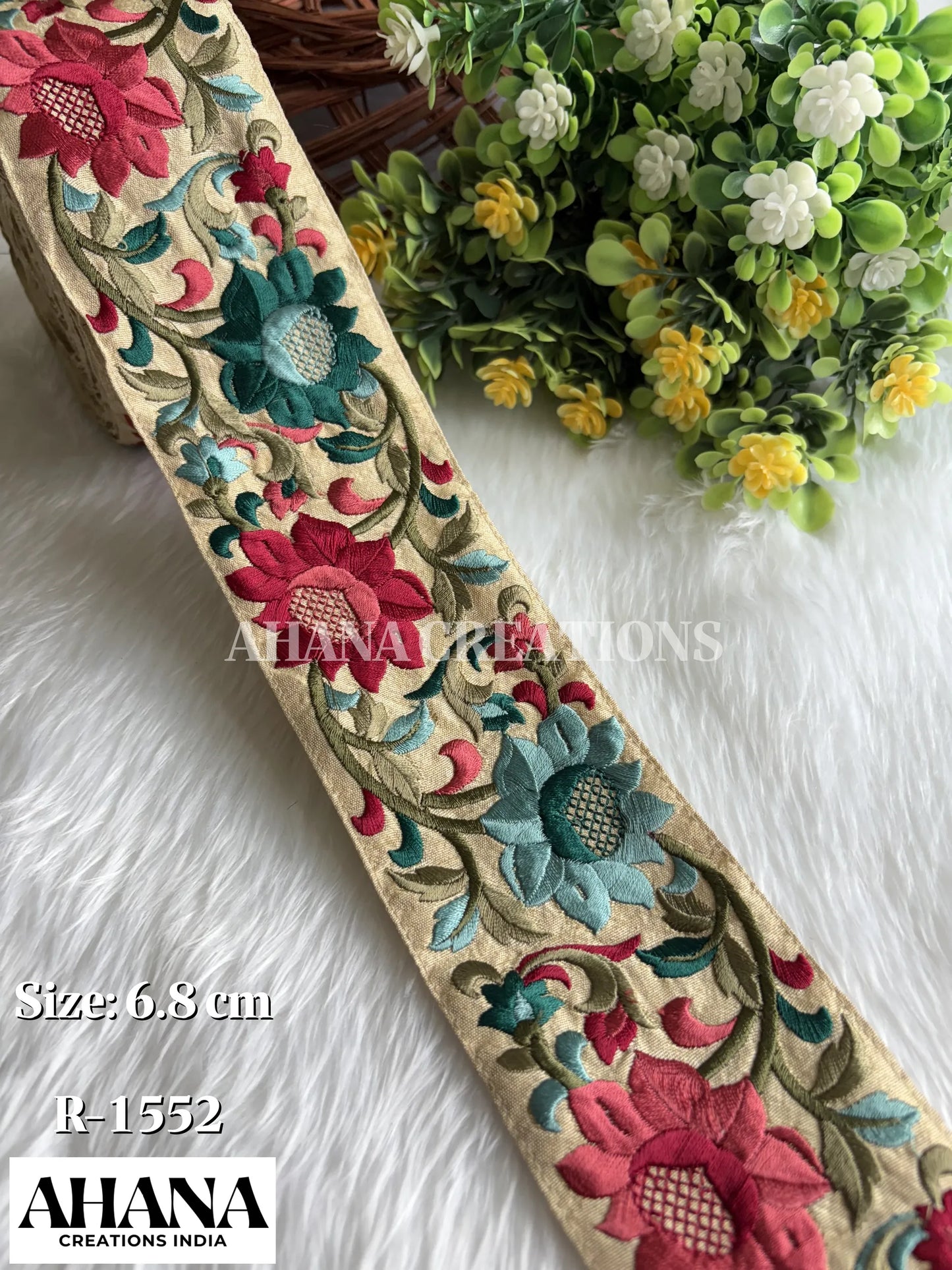 Elegant Dupion Multicolor Lace - Chikoo base with Multi Floral Work