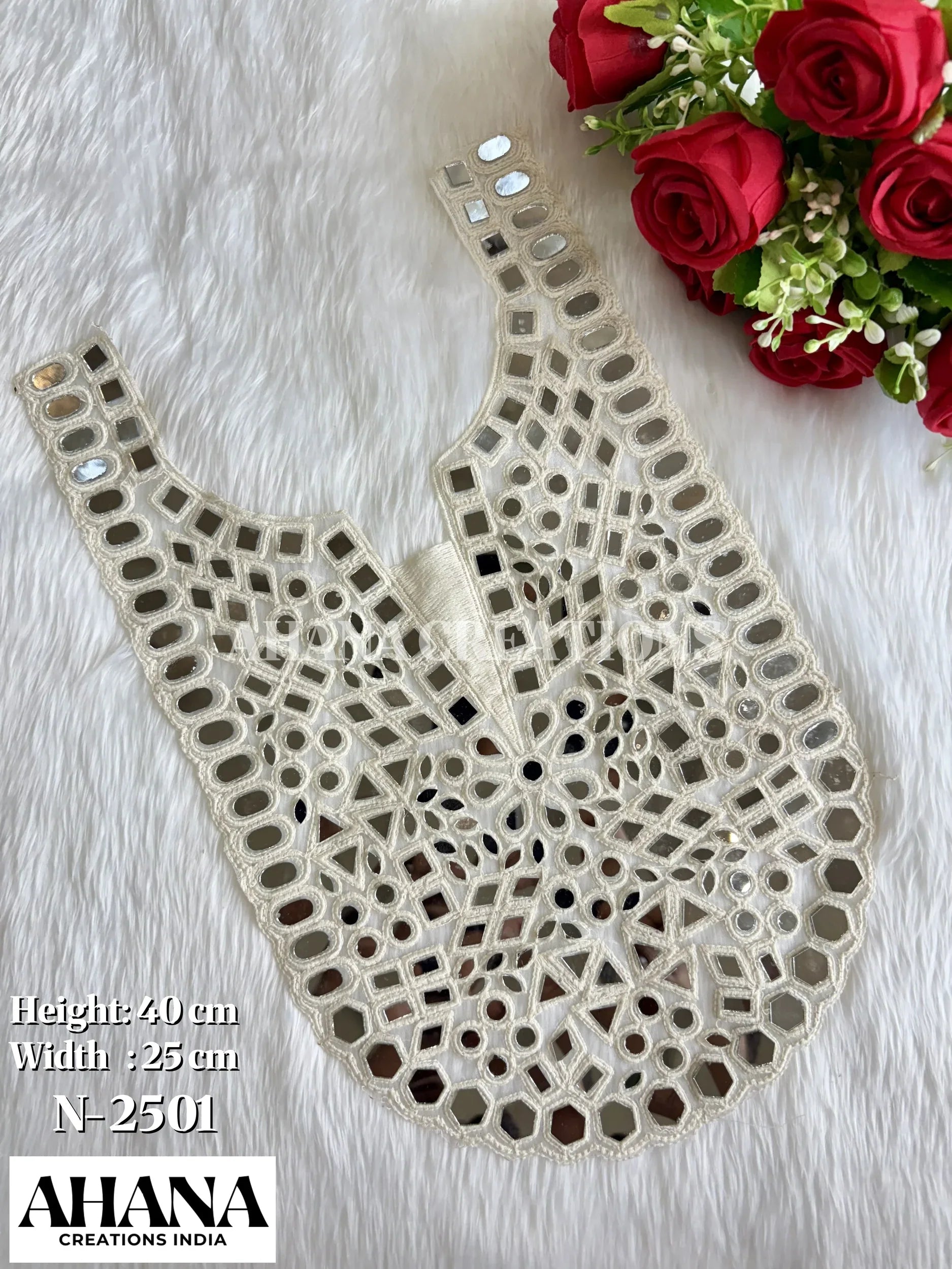 Roohi Tissue - Offwhite Neck Patch with Mirror work - Premium neck patch for ethnic wear