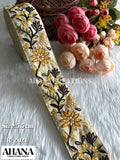 Yara Dupion Multicolor Lace - Beige base with Rust tone floral pattern in color Yellow