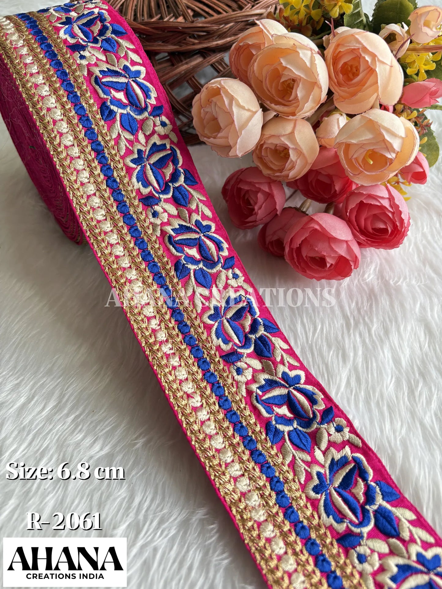 Naya Dupion Dual Tone Lace - Dark pink base with Zari and resham work