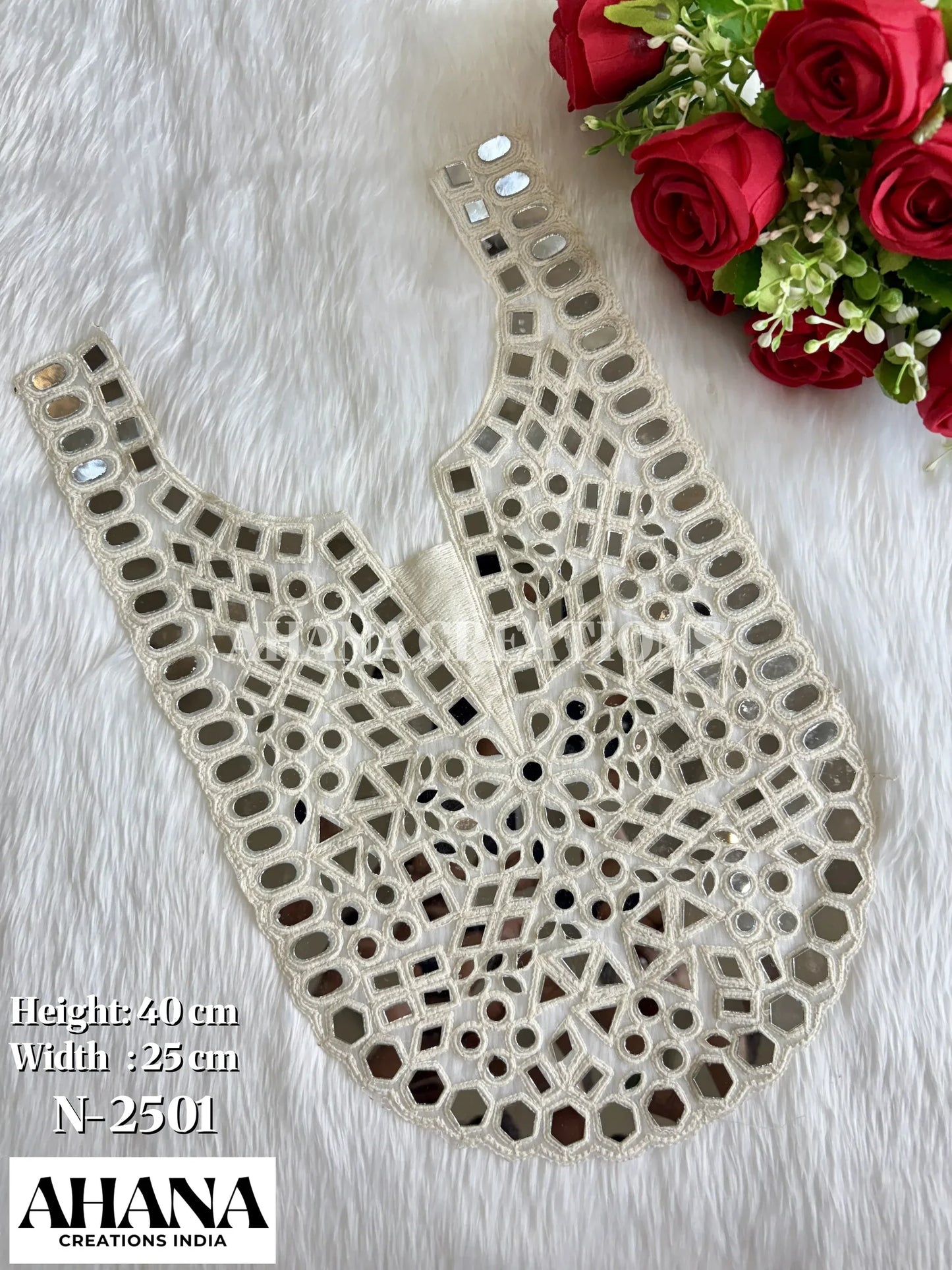 Roohi Tissue - Offwhite Neck Patch with Mirror work - Premium neck patch for ethnic wear